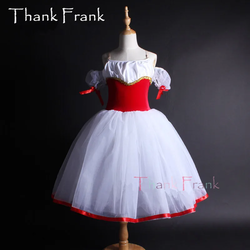 Длинное профессиональное балетное платье-пачка для девочек, танцевальный костюм Королевского стиля для детей и взрослых, C105 - Цвет: Red