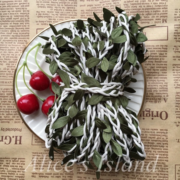 Fake Rattan Leaves Plant Ribbon DIY Wedding Garland Wreath Gift Wrap 40M 