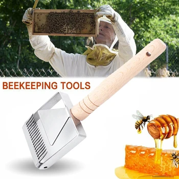 

New Uncapping Fork Stainless Steel Honeycomb Honey Scraper Wooden Handle Efficient Cutting Beekeeping Tool Apicultural Equipment