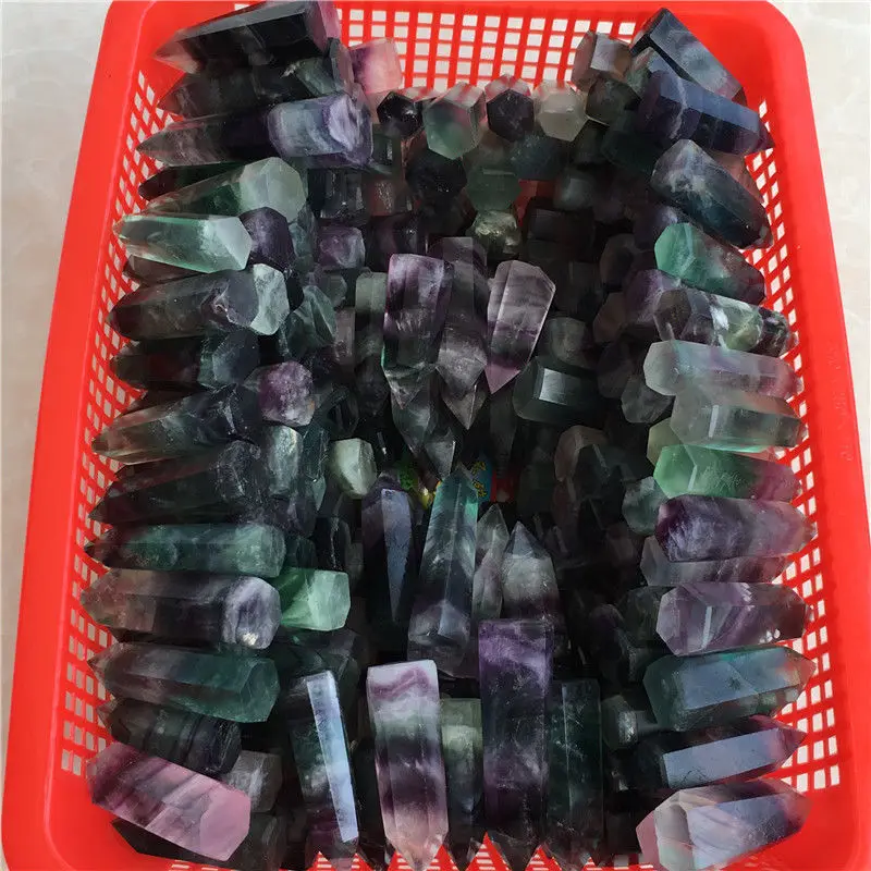 

Wholesale 1000g 15-25pcs NATURAL Fluorite QUARTZ CRYSTAL WAND POINT HEALING