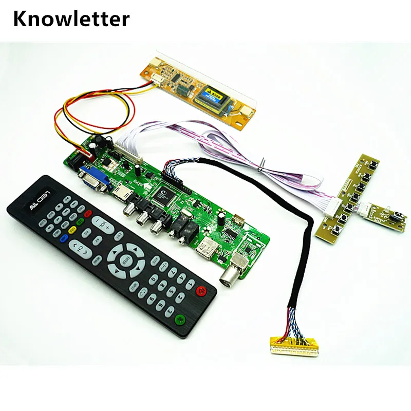 

TV+HDMI+VGA+AV+USB+AUDIO TV LCD driver board 18.5" MT185GW01 M185XW01 M185B1-L02 LM185WH1 1366*768 LCD controller board DIY kits