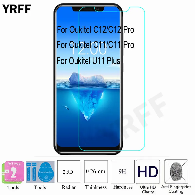 2 шт. 2.5D 0 25 мм 9H для Oukitel C12 Pro C11 U11 Plus Закаленное стекло Защитная пленка Бесплатные