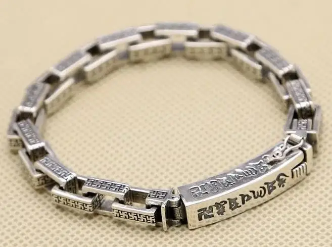 

JOOCHEER Sterling S925 silver Bangles 925 Bangle Great Bright Mantra vintage ethnic bracelet