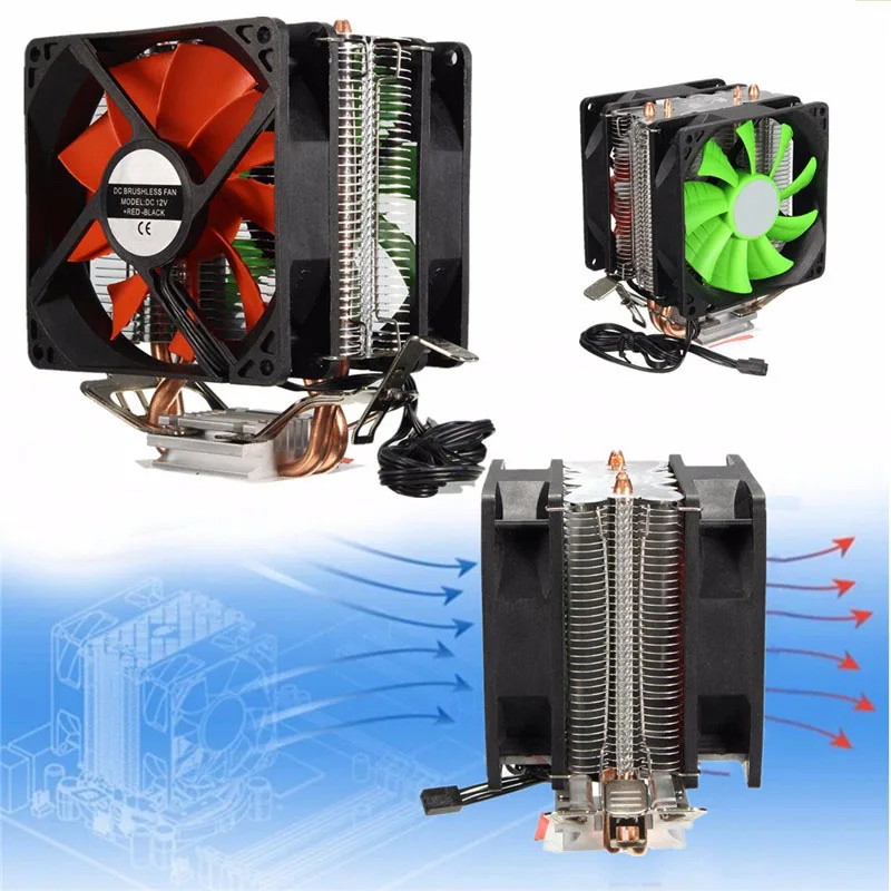 Двойной вентилятор Процессор охладитель гидравлического с тепловым стержнем heat pipe вентиляторы охлаждения радиатора для Intel LGA775/1156/1155 AMD для AM4 Ryzen для Pentium