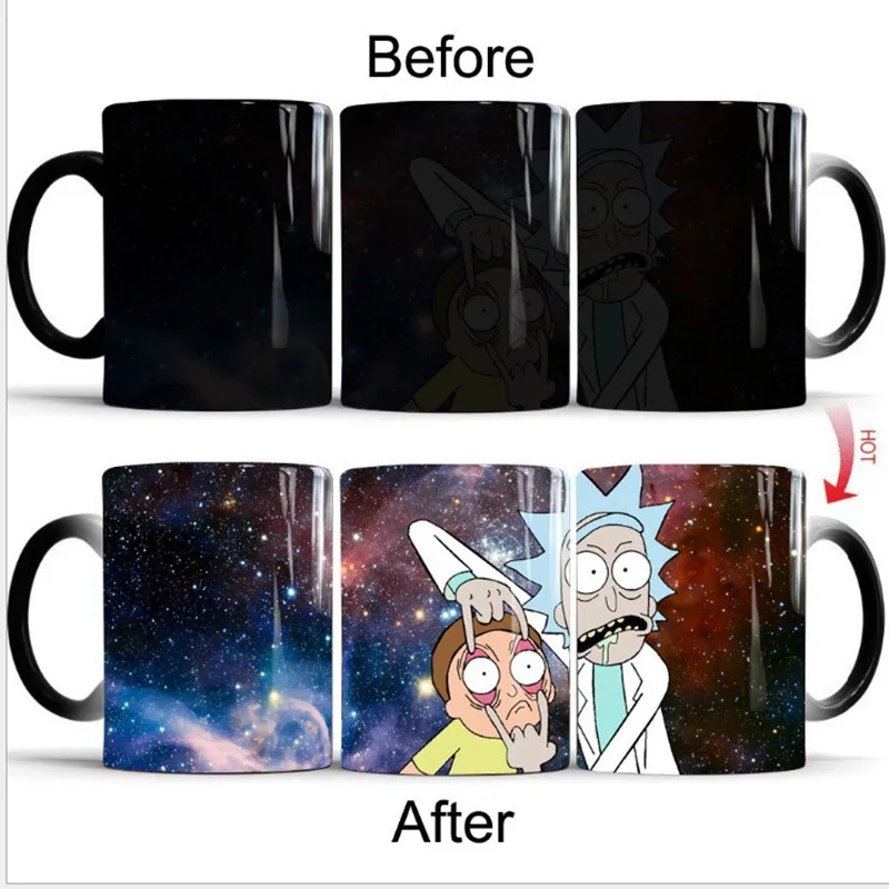 2.1 rick and morty mug changing color Ceramic mug coffee mugs cup moring milk cup magic Heat Sensitive mugs Creative Drinkware gift