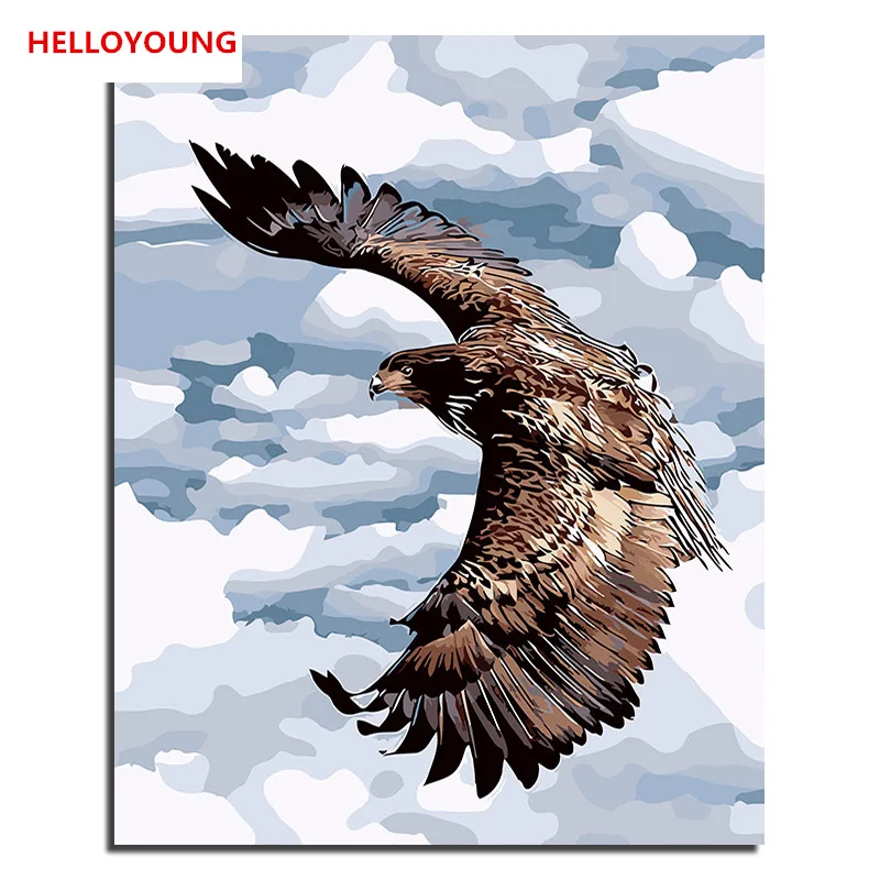 

YH359 DIY Handpainted Oil Painting Eagle hit sky Digital Painting by numbers oil paintings chinese scroll paintings Home Decor