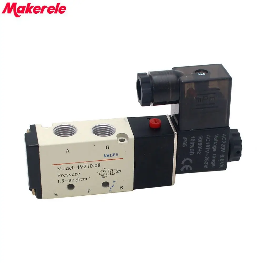 

1/4" 2 Position 5 Port AirTAC Air Solenoid Valves 220VAC 4V210-08 Pneumatic Control Valve Makerele