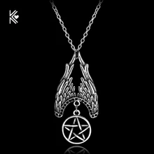 Nuevo Supernatural amuleto de estrella de cinco puntas ala Vintage cadena declaración collar barato mujeres y hombres colgante collar multicapa