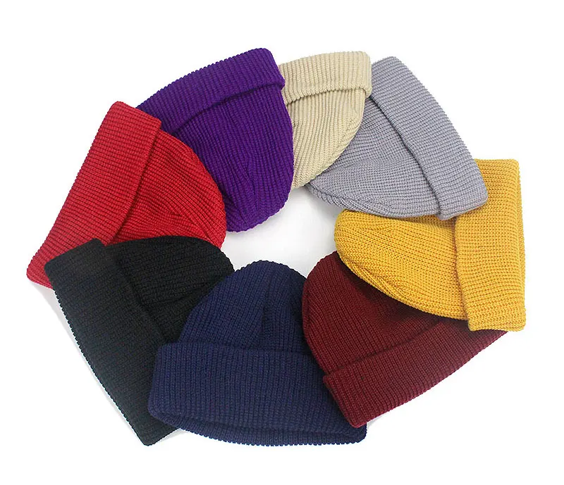 Одноцветная шапка унисекс для мужчин и женщин Skullies Beanies Hedging, Вязаная хлопковая двухслойная ткань, теплая шапка для девочек, шапки s Bonnet