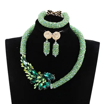 

Fabulous Teal Green African Beads Jewelry Set trendy nigerian wedding african beads jewelry set Free Shipping JB069