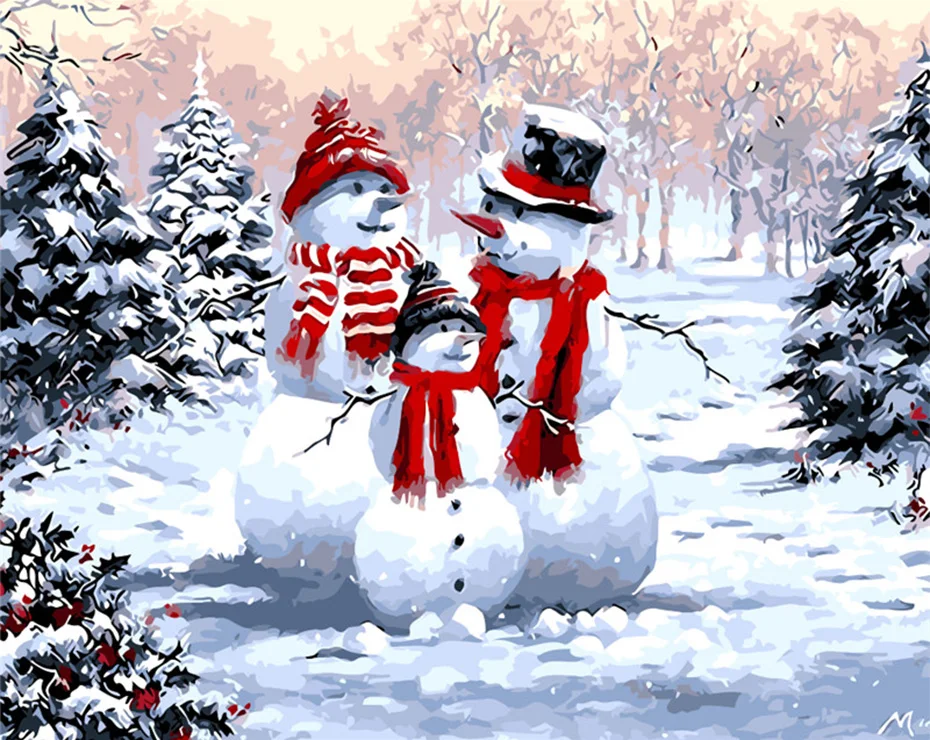 

5D DIY Diamond Painting Landcape Full Square Embroidery Cartoon Snowman Picture of Rhinestones Mosaic Christmas Decor