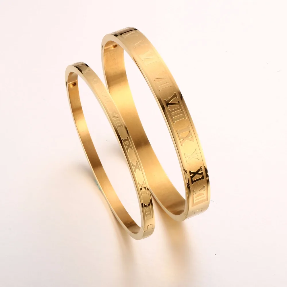 

Trendy Noman Number Couple 8mm/4mm Bracelet Bangle for Woman Rose Gold Plating Luxury Brand Wedding Party Jewellery Gift