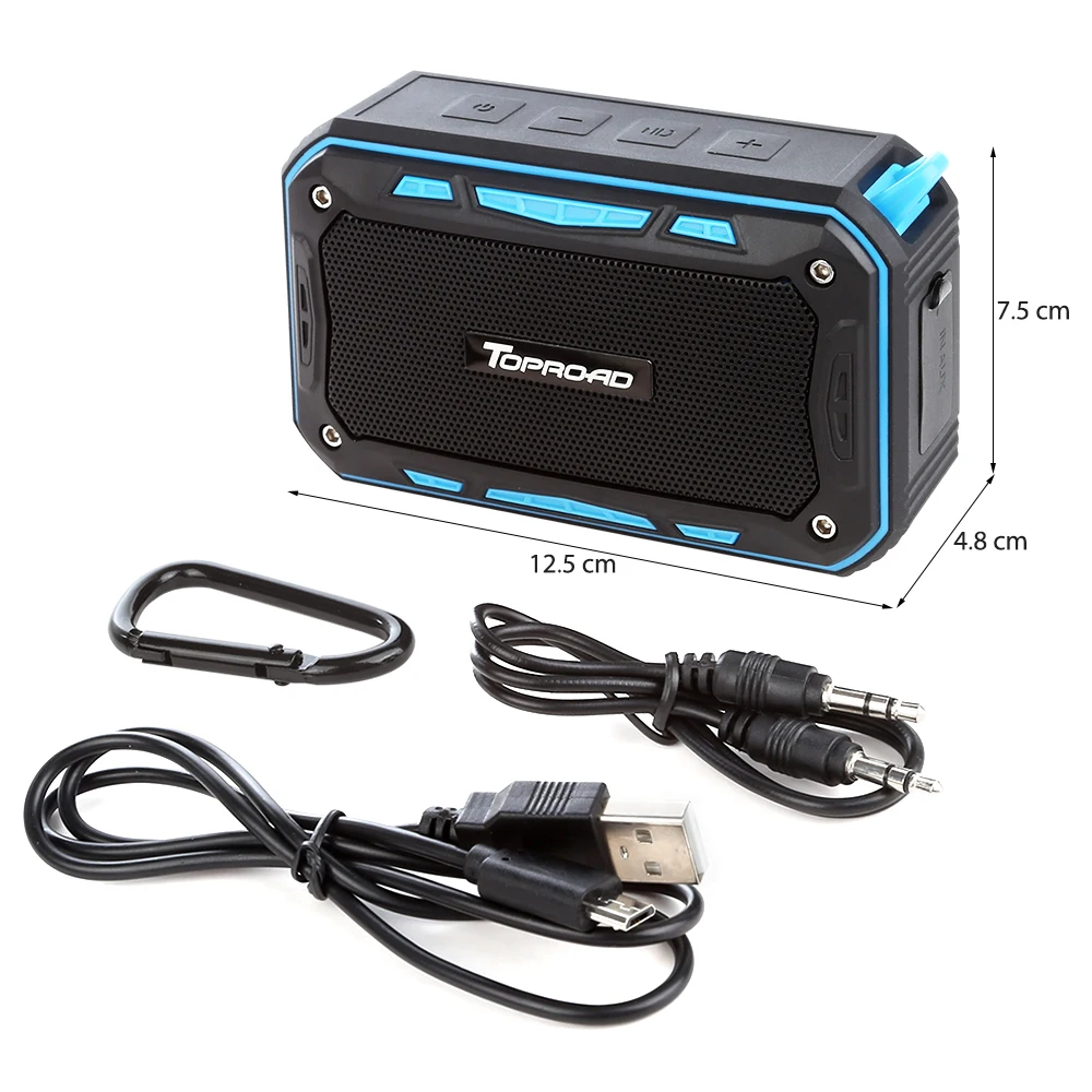 TOPROAD IP67 Водонепроницаемый Bluetooth динамик беспроводной стерео сабвуфер открытый велосипедный динамик s Портативный громкой связи с карабином