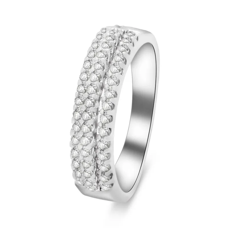 

Fashion 3 Row CZ Stone Silver Rings For Women Cubic Zironia Finger Ring Female Weddeing Ring Jewelry Anel Bijoux Gift Party