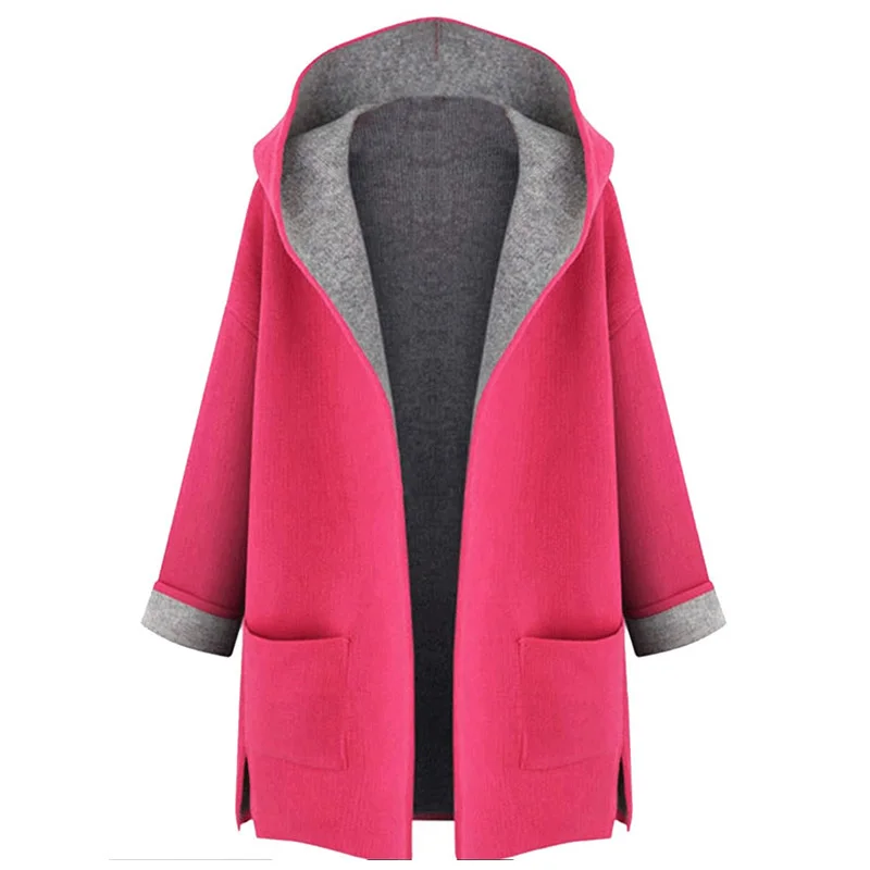 

Women's Trench Coat Hooded Color Block Plus Size Coat
