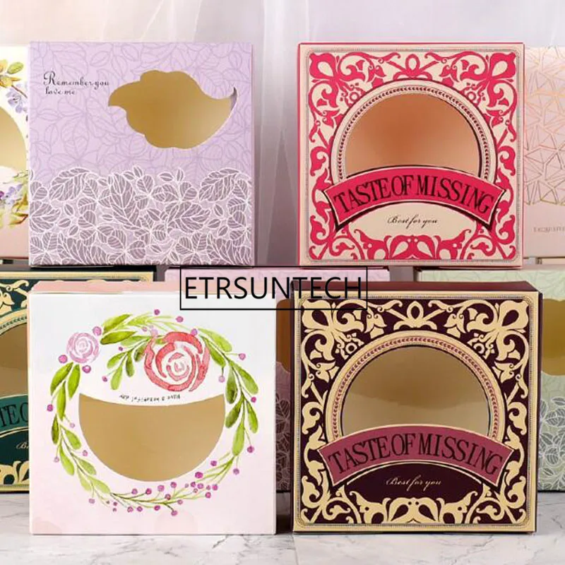 

Wedding Gift Box for Guest Food Carton Paper Boxes With Window Mooncake Box Cookie Chocolate Cake Packaging Box