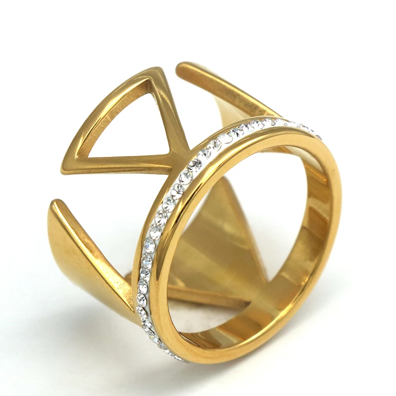 

PZ Crystal Ring For Women anel 316L Stainless Steel Wedding Rings Female Gold Color Stone Ring anillo Fashion Jewelry