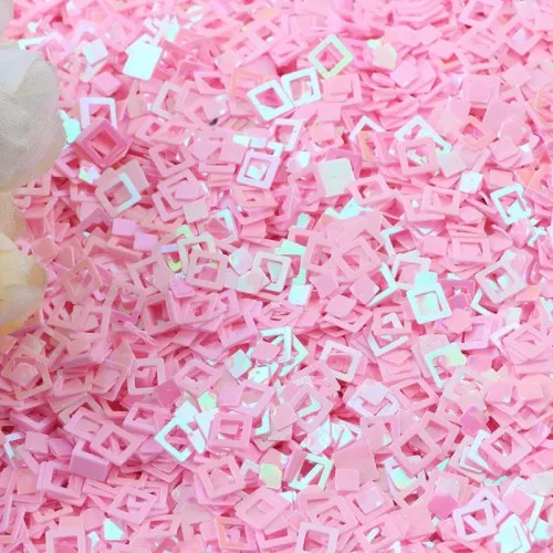 Пайетки 5 мм полый квадратный образный ПВХ свободные блестки для дизайна ногтей ремесла блестки шитье украшения одежды ребенка DIY аксессуар 20 г - Цвет: AB pink