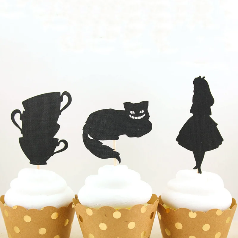 

12 pcs/set lovely Creative new Alice In Wonderland birthday cake topper girl princess baby shower party decorations