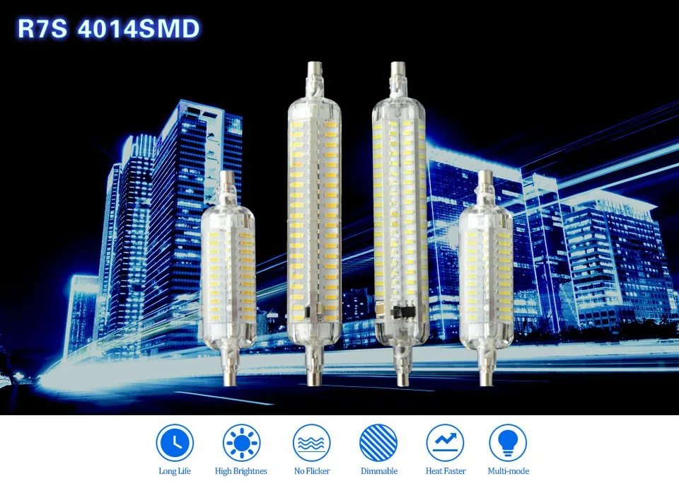 Led r7s силиконовая трубка лампа 76 152 светодиоды R7S лампада LED Лампочки 4014 SMD 7 Вт 15 Вт заменить галогенные ночник 220 В 240 В