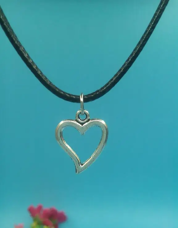 

19x15 mm Heart Pendant Necklace Vintage Ancient Silver Charms Choker Necklace New Hippy Fashion Jewelry Gift 1 pcs