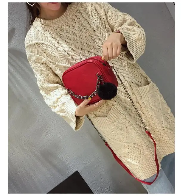 SMOOZA маленькая дизайнерская женская сумка на цепочке кожаная сумка женские сумки-мессенджеры PU Сумка через плечо с плюшевым шариком игрушка Bolsa