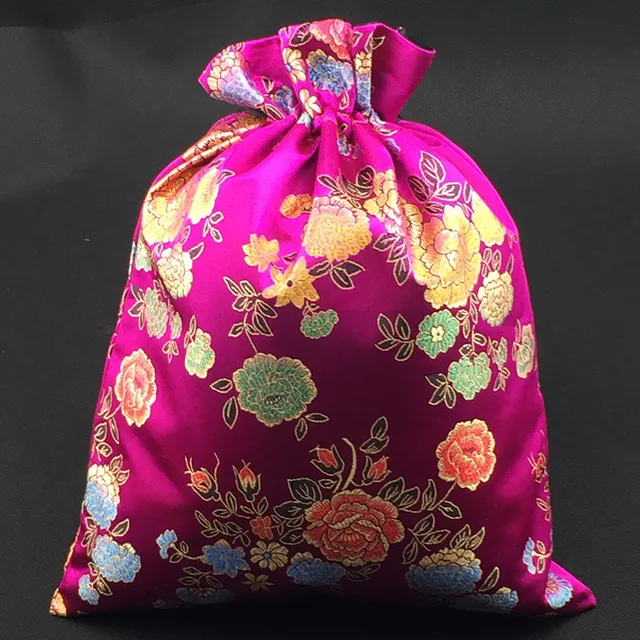 extra large gift drawstring bags chinese silk brocade dried flowers