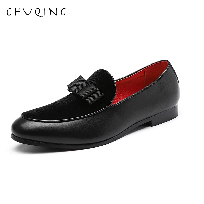 

CHUQING Korean Men's Casual Shoes Autumn and Winter New Bow Leather Shoes Tide Shoes Men