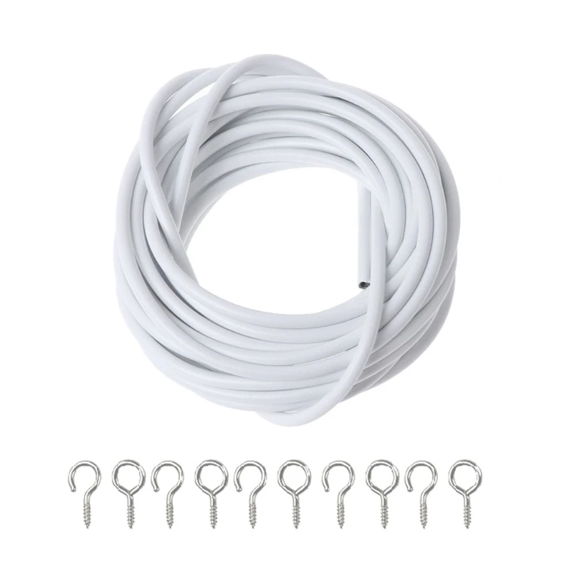 

Net Hang 2m/3m/4m/5m Curtain Wire Window Cord Cable String Set With 5 Fish Eyes 5 Hooks APR-18