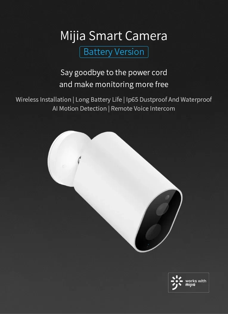 Оригинальная смарт-камера Xiaomi, 1080 P, 5100 мАч, батарея, шлюз, 120 градусов, IP65, водонепроницаемая, F2.6, AI, гуманоид, обнаружение, Wi-Fi, беспроводная