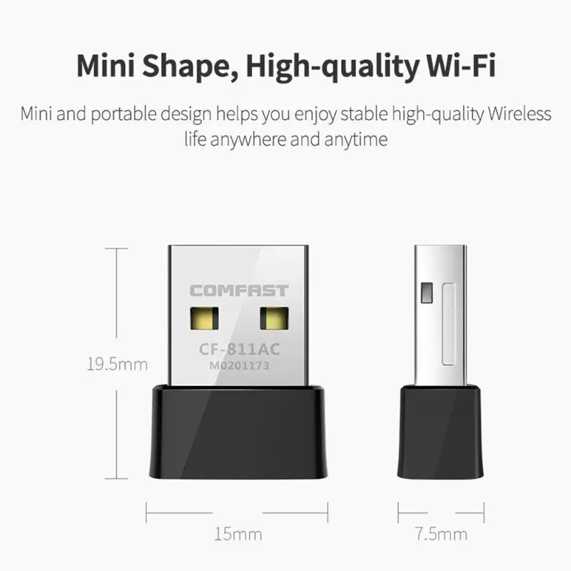 Comfast CF-811AC 650 Мбит/с беспроводной USB Wi-Fi адаптер для ресивера 2,4 + 5 ГГц USB Wifi 802.11n/g/b/ac сетевая карта для ПК Wi-Fi ключ