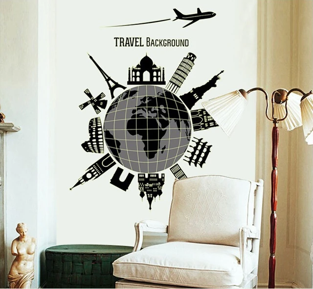 new luminous world map travel modern wall decal stickers living room