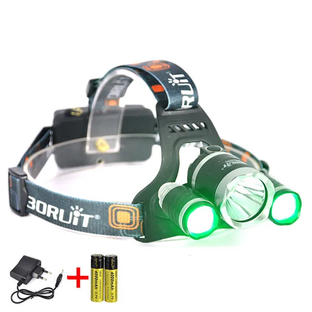 BORUiT 3000LM Green Light Headlamp 3 Mode Headlight XML T6 XPE LED Head