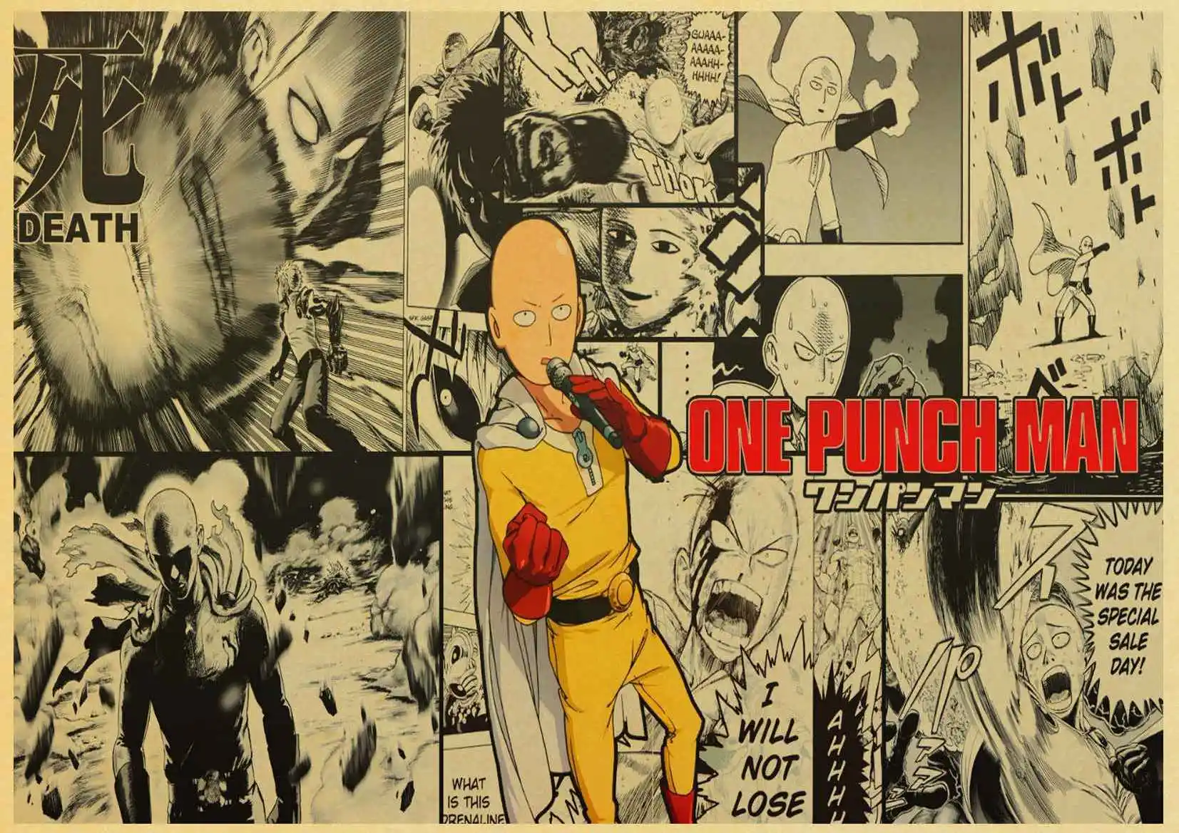 Japanses аниме One Punch Man Saitama Genos винтажный бумажный плакат настенная живопись украшение дома 42X30 см 30X21 см