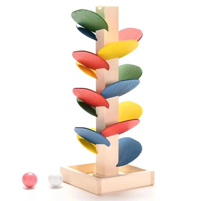 22*8.5cm Wooden Tree Marble Ball Run toys for Children Track Game Baby