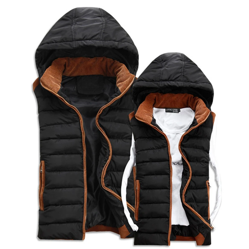 2017 Autumn Winter New Casual Hooded Colete Masculino Loose Warm Plus Size Mens Vest Jacket