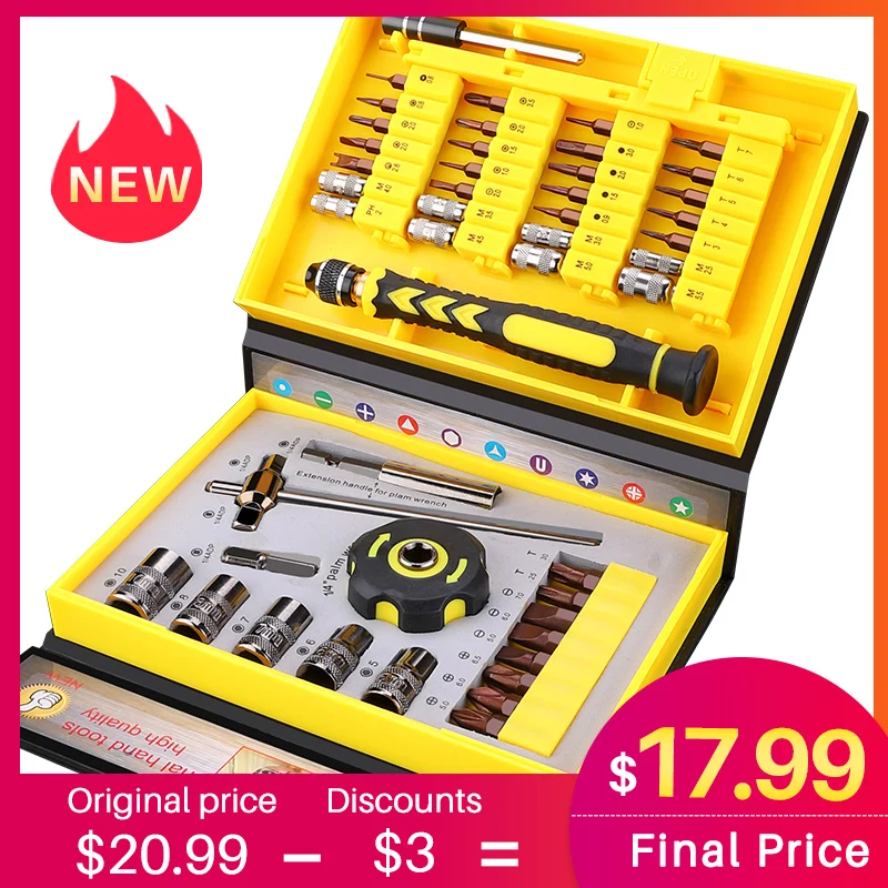 

47 in 1 Set of Screwdrivers Set Multi-function Computer PC Mobile Phone Digital Electronic Device Repair Hand Home Tools Bit