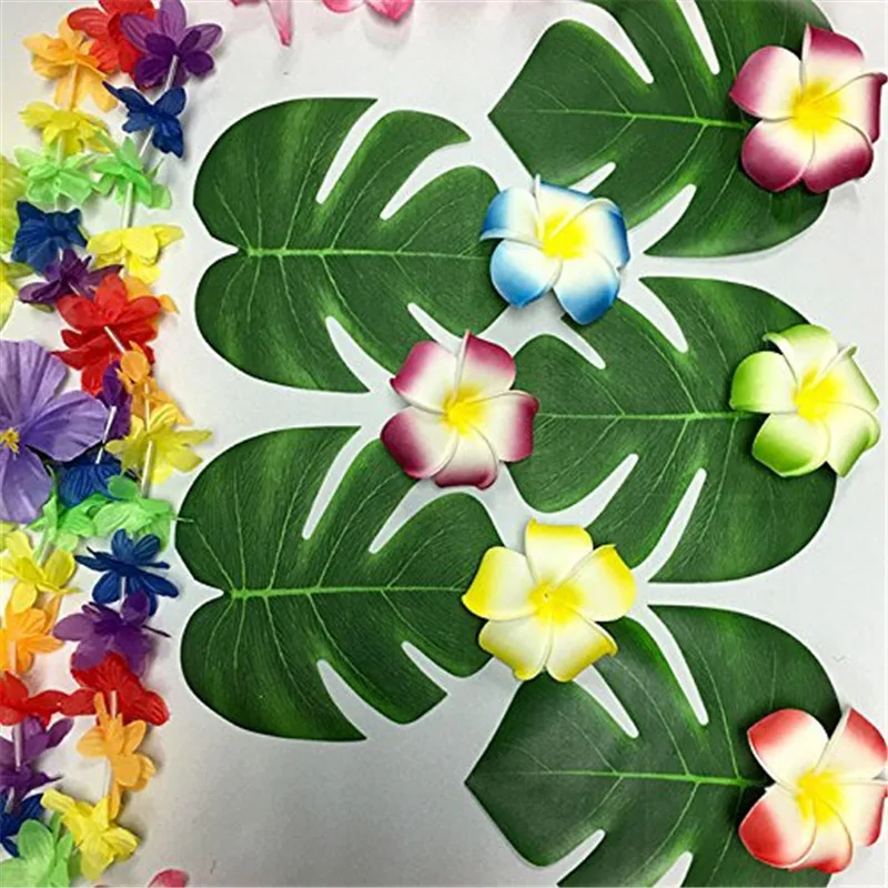 12Pcs/lot 20x18cm Artificial Flower Green Leaf Tropical Palm Silk