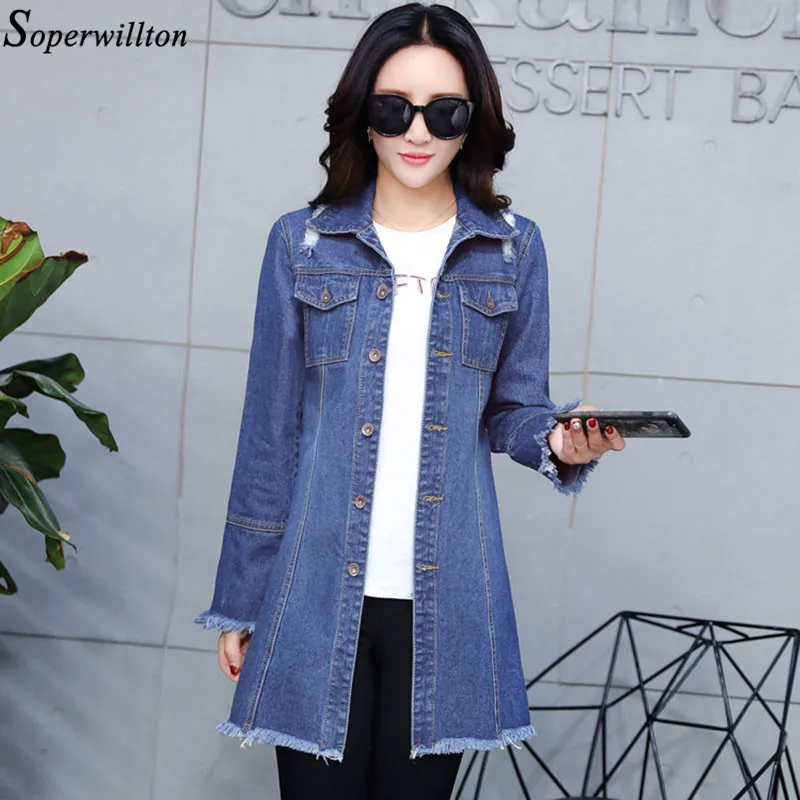 

Denim Jackets Women Frayed Jean Coats Long Spring Autumn Denim Jeans Jacket Casacos Feminino Plus Size 4XL Loose Tassel Lady DM2