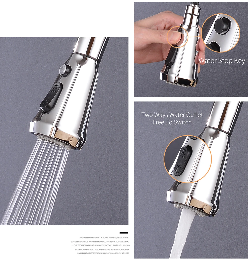 Chrome Kitchen Faucet Tap Rotation Mixer Swivel Pull Out Durable Sink Sprayer Single Hole  Sink Mixer Faucet