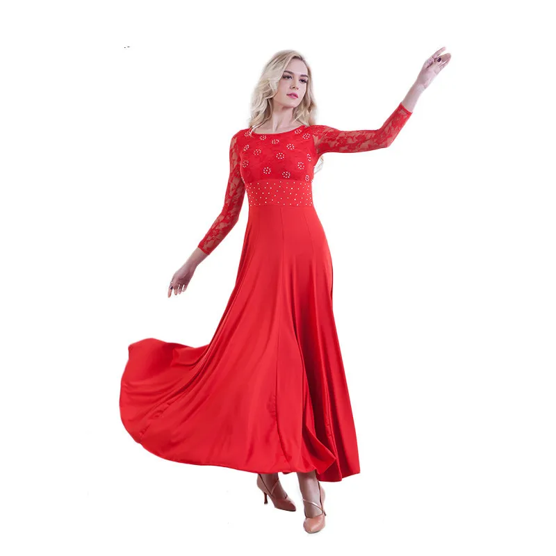 Girl Dance Costume Women Ballroom Leotard Ladies Belly Dance Costume Modern Dance Dress Long Sleeve Ballroom Waltz