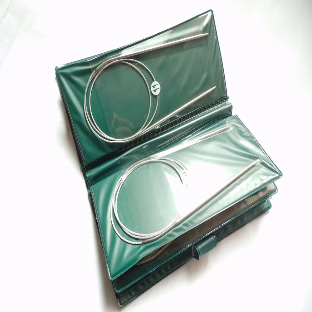 11 Sizes 80cm Circular Clear Cube Bamboo Knitting Needles Set Kit