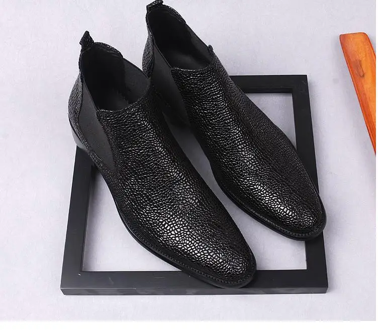 

Hot Shoes Men Chelsea Boots Genuine Cow Leather Ankle Boots Men Zapatos De Hombre Men Shoes Black Short Boots Brand Boots Male