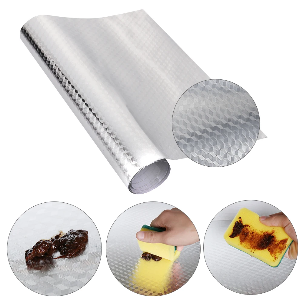 

Heat Resisting Kitchen Stove Stickers Anti-fouling Aluminum Foil Kitchen Oil-proof Stickers Waterproof Cabinet Wallpaper Decor