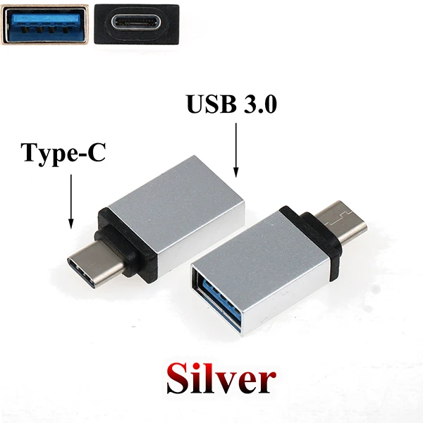 Серебристый Юйси 2 шт. USB 3,1 type C к USB 3,0 адаптер usb type-C OTG адаптер для huawei P9 P10 для Xiaomi 4C Mi5 Mi6 Nexus 5X6 P для LG G5 - Цвет: Серебристый