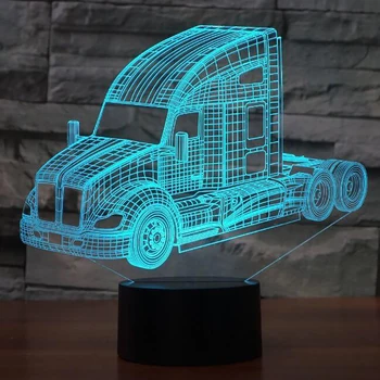 

Truck Bus Mixer Container truck Firetruck 3D Led Night Lights for Kids Touch USB Table Lampara Lampe Nightlight