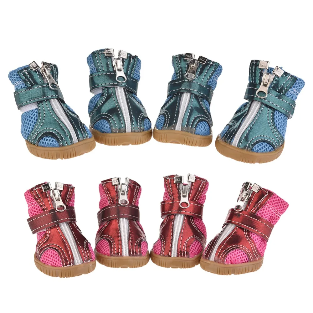4Pcs/Set Dog Shoes Gum rubber Outsole Breathable Non slip Wearable Pets