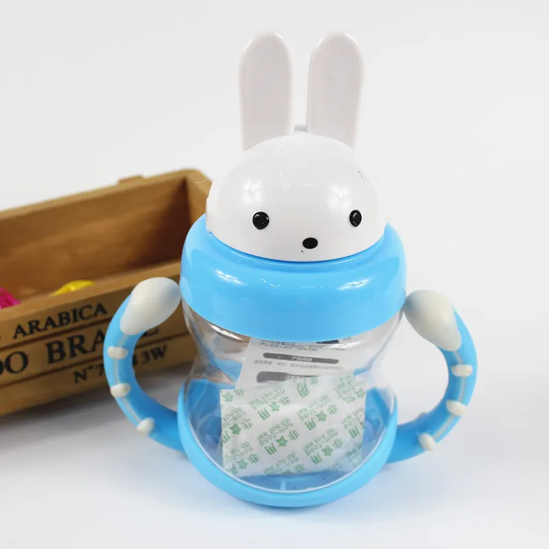 240ml Baby Training Cups Cute Rabbit Silica Gel Straw Baby Water Feeding Learning Drinking Bottle With Handle Kids Cup BB5095 (3)