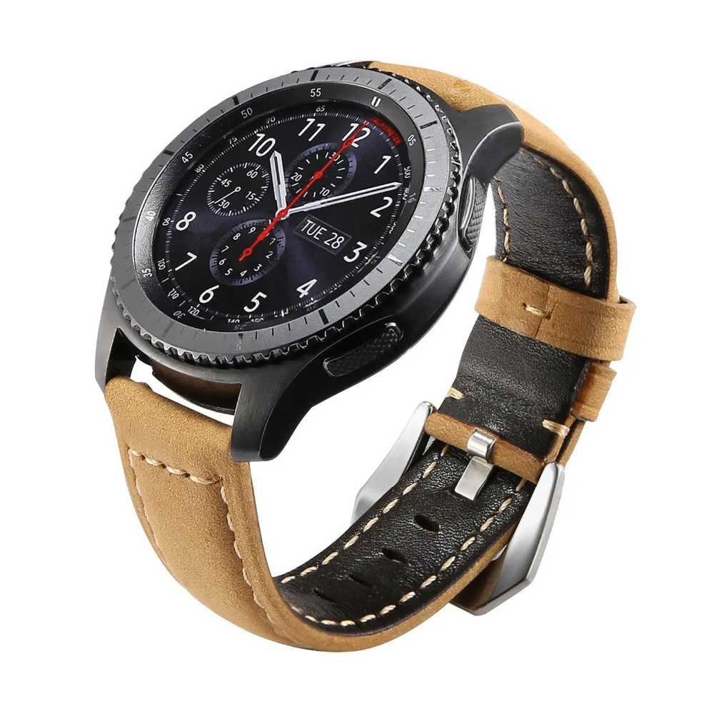 Кожаный ремешок для samsung Galaxy watch 46 мм ремешок gear s3 Frontier ремешок браслет 22 мм huawei часы GT ремешок gear S 3 Классический 46