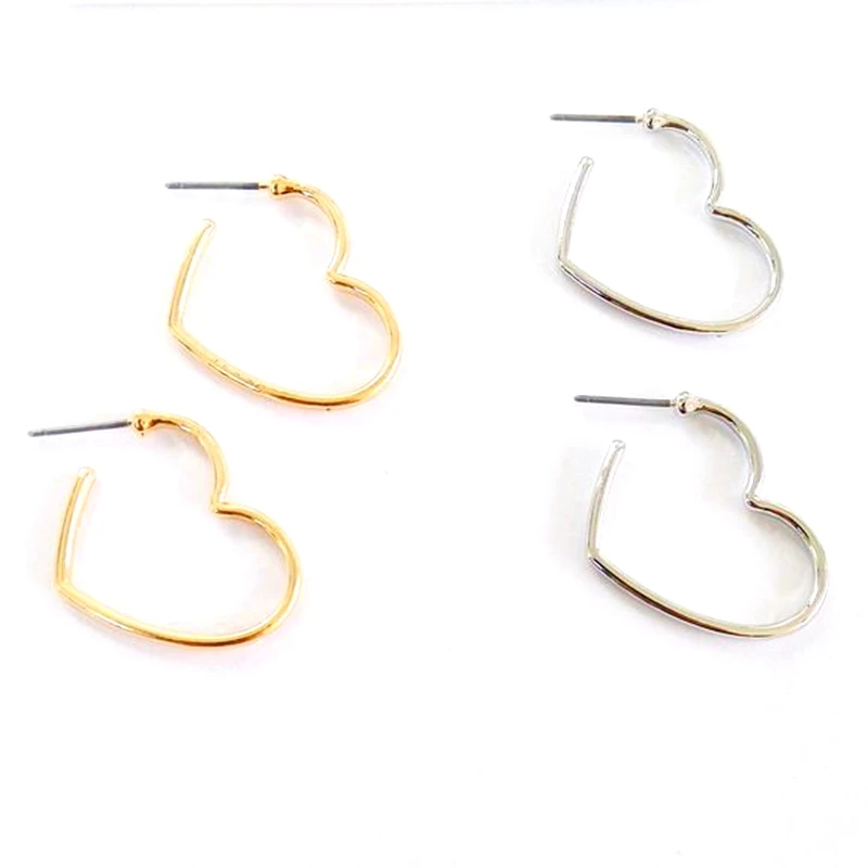 

free shipping 10 pair /lot fashion metal heart earrings for women